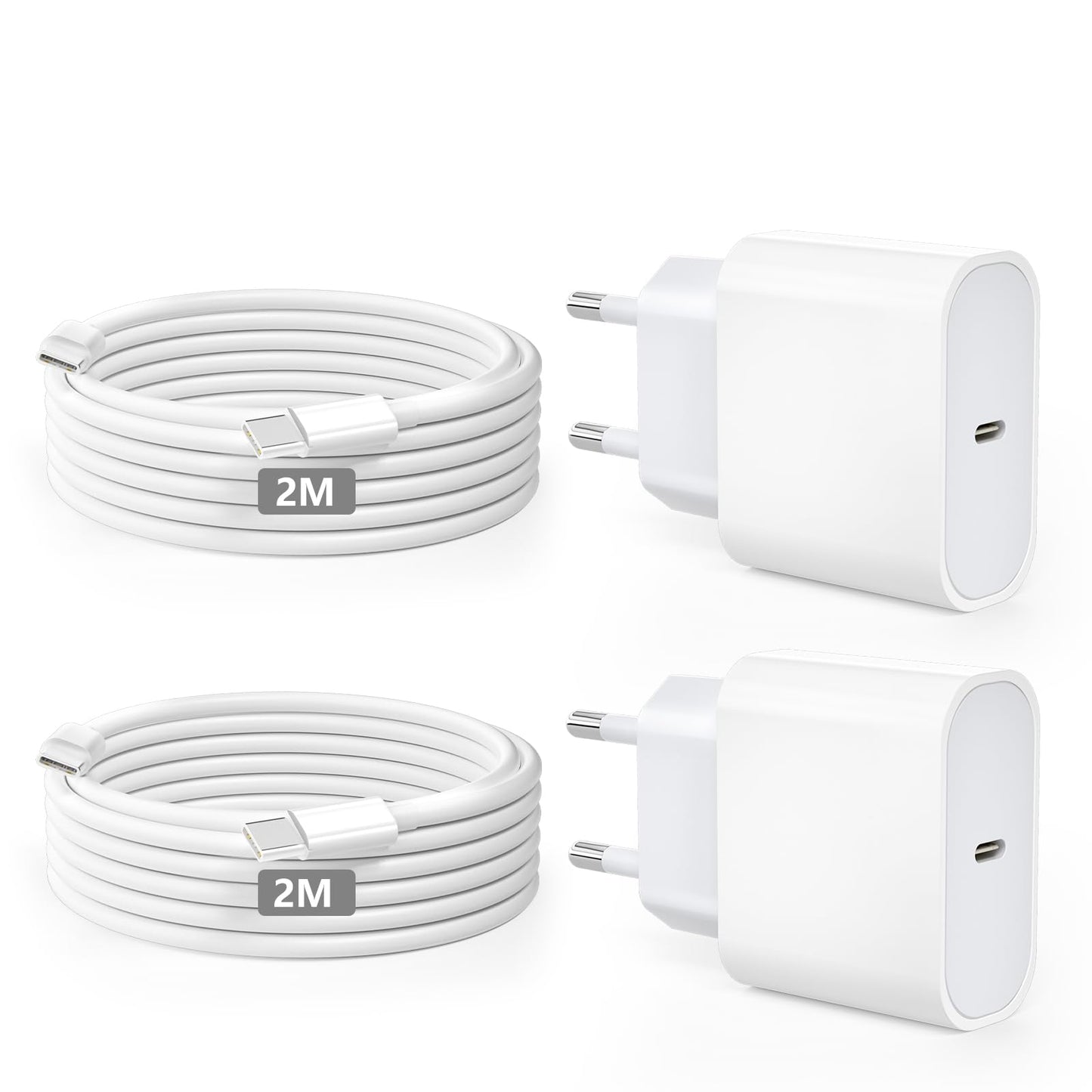 USB C laddare 20 W snabbladdare för Phone 15 och 16! 2-pack USB C-kontakt laddad adapter typ C med 2 m USB C-kabel för i-Phone 15 Pro/15 Pro Max/15 Plus, för i-Pad Pro, för Galaxy S24 S23 S22 S21