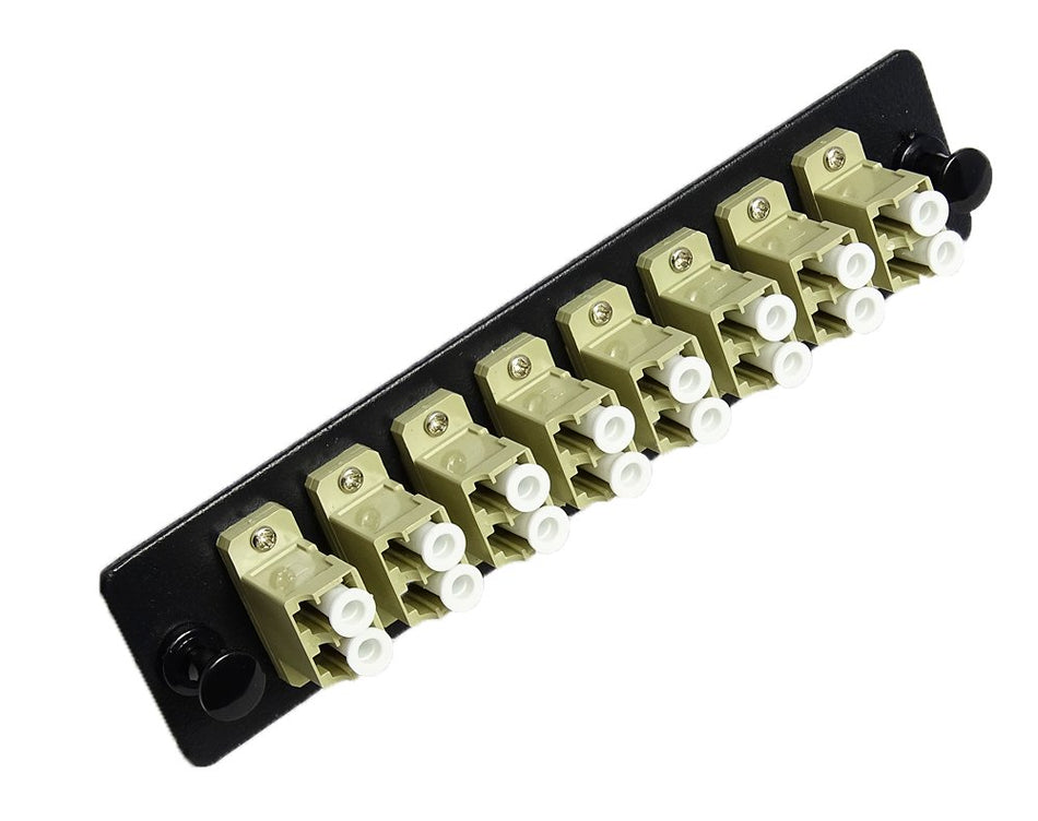 RiteAV LGX Footprint LC Adapter Panel, 8 Ports, Loaded w/8 LC Duplex Multimode Adapters, Black