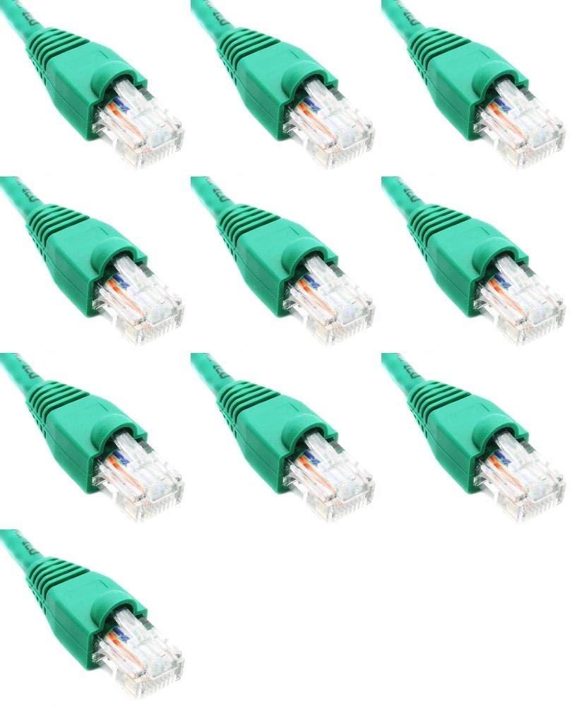 1 Foot Cat6 Slim Ethernet Network Patch Cables Green RJ45 m/m (10 Pack)