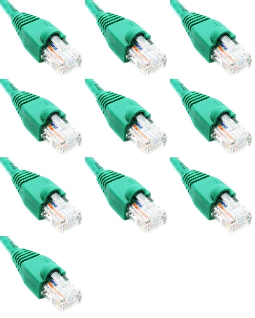 2 Feet Cat6 Slim Ethernet Network Patch Cables Green RJ45 m/m (10 Pack)