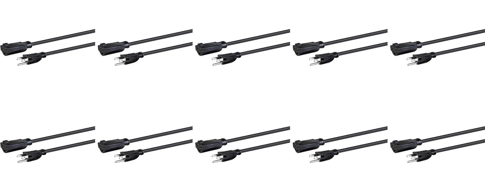 RiteAV - 25 Ft Black NEMA 5-15P to NEMA 5-15R 18AWG 10A SVT 120V (10 Pack)