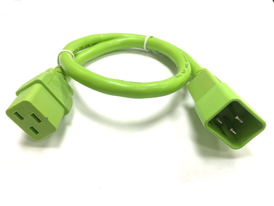 RiteAV - Heavy Duty Extension Power Cord, C19 to C20, 12AWG, 20 AMPS, 250V (Green, 8ft)