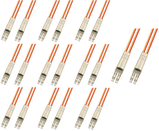 0.3 Meter (1FT) Multimode Duplex Fiber Optic Cable (50/125) - LC to LC - Orange - 10 Pack