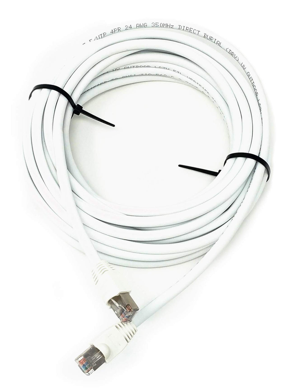 30ft Cat5e Outdoor Waterproof Ethernet Cable Direct Burial Shielded (Pure Copper), White