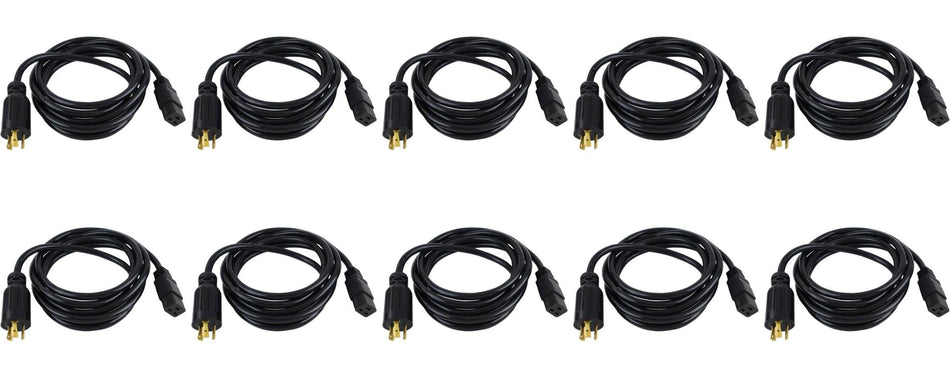 RiteAV - Heavy Duty 12 AWG AC Power Cord NEMA 6-20P to C19 (Black (3ft) 1 Meter) (10 Pack)