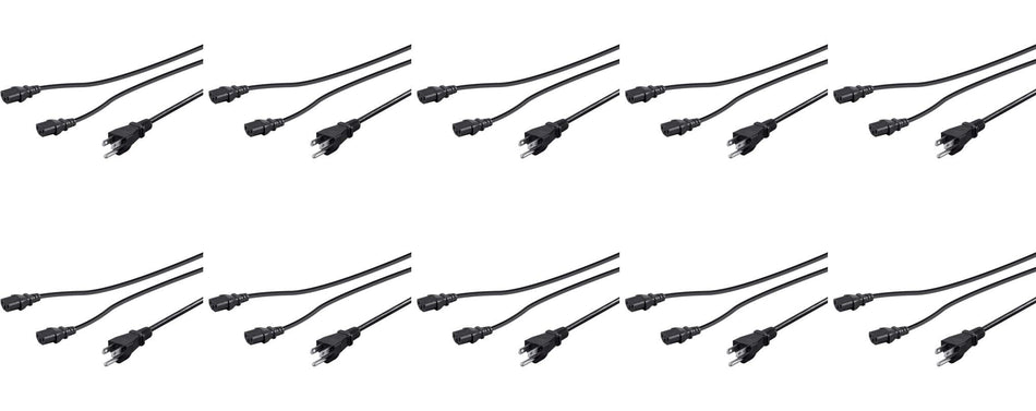 RiteAV Power Cord Splitter 6FT NEMA 5-15P to 2 x IEC 60320 C13 16AWG SJT (10 Pack)