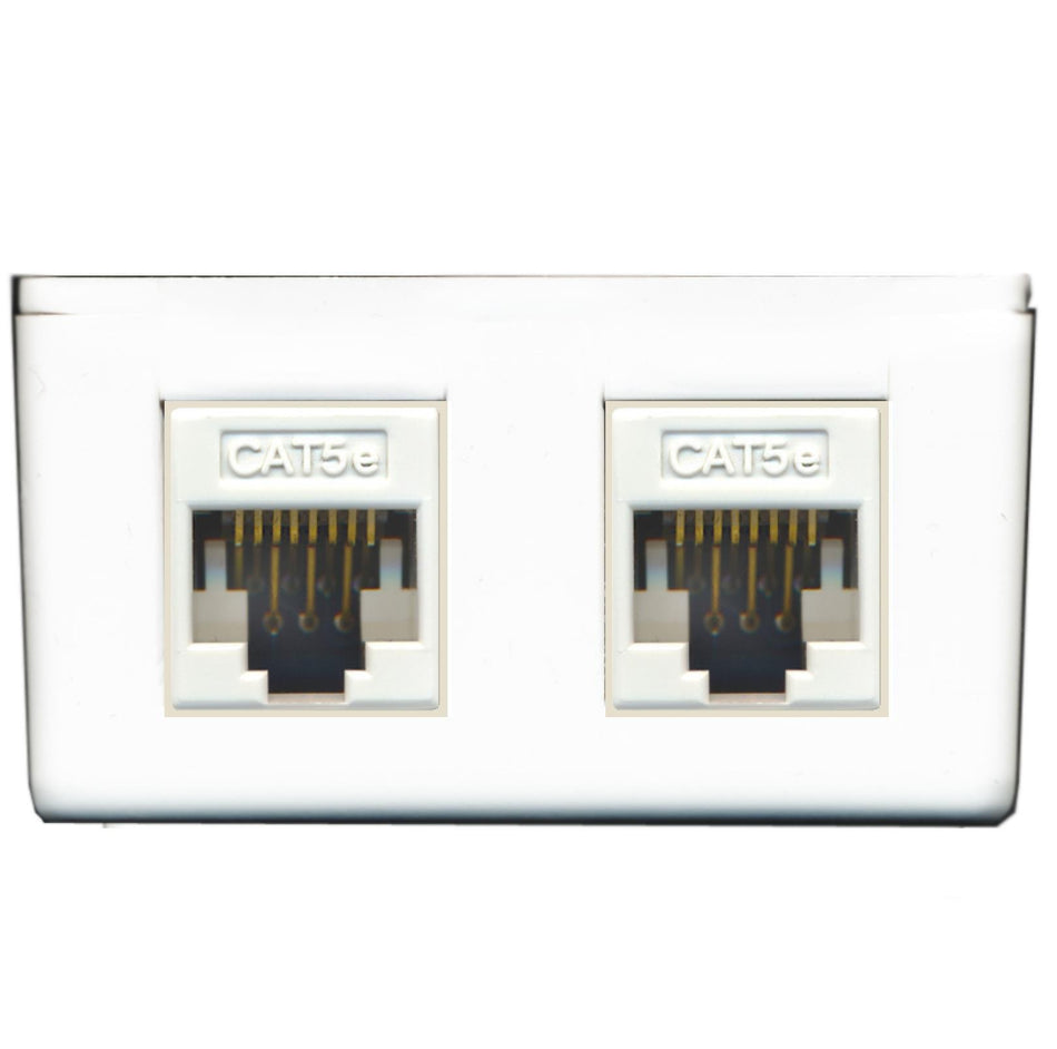 RiteAV - 2 Port Keystone Jack Surface Mount Box, White, Surface Mount Box for Networking, Home Theatre, Security/Surveillance (LOADED)