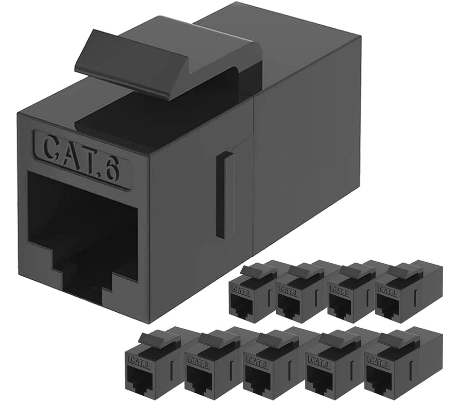 RiteAV - RJ45 Cat6 Keystone Coupler Female to Female Cat6 Keystone Jack, UTP Keystone Coupler Insert,Keystone Jack, White (5, Black)