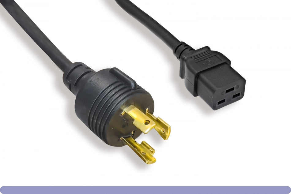 RiteAV - Heavy Duty Locking 12 AWG AC Power Cord NEMA L6-20P to C19 (BLACK (10ft) 3 Meter)
