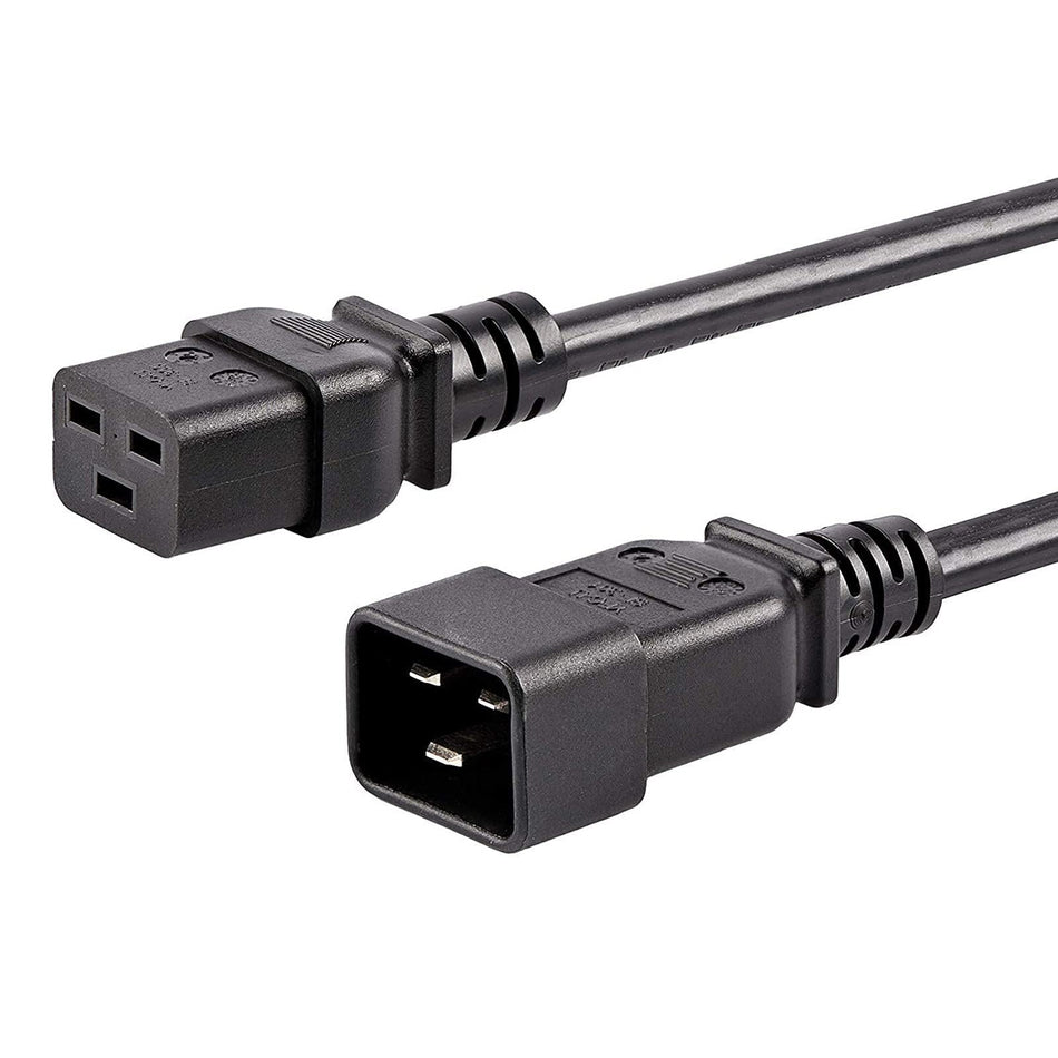 RiteAV - (C19 to C20) Heavy Duty High Temperature (105°C) 12AWG 20AMP Extension Cord - for Crypto Mining, PDU (Black 6 ft.)