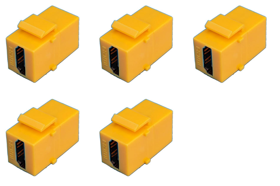 RiteAV HDMI Yellow Keystone Adapter Coupler Female to Female [5 Pack]