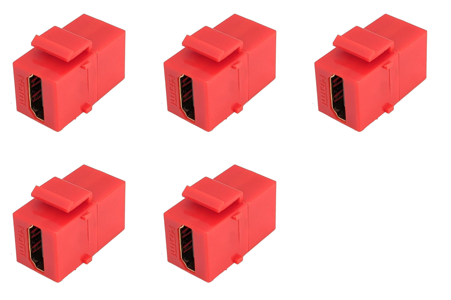 RiteAV HDMI Red Keystone Adapter Coupler Female to Female [5 Pack]