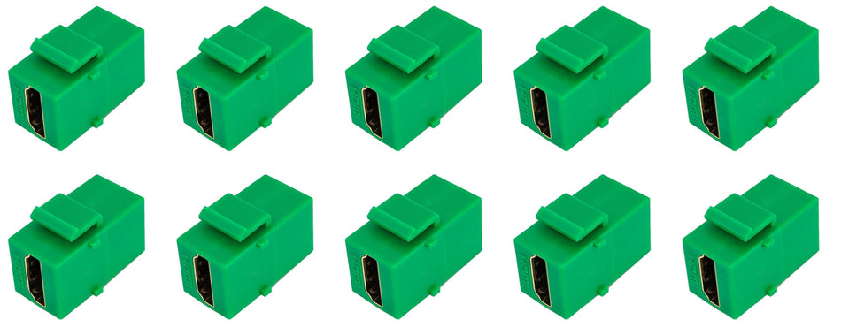 RiteAV HDMI Green Keystone Adapter Coupler Female to Female [10 Pack]