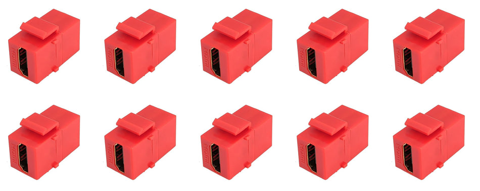 RiteAV HDMI Red Keystone Adapter Coupler Female to Female [10 Pack]