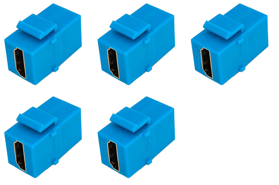 RiteAV HDMI Blue Keystone Adapter Coupler Female to Female [5 Pack]