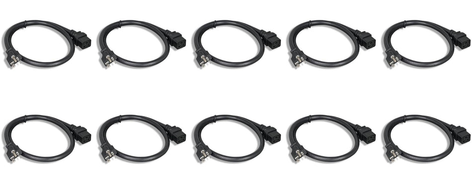RiteAV - Heavy Duty 12 AWG AC Power Cord NEMA 5-20P to C19 (10ft) 3 Meter (10 Pack)