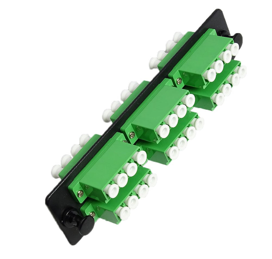RiteAV LGX Footprint LC Adapter Panel, 6 Ports, Loaded w/6 LC Quad Duplex Singlemode APC Adapters, Black