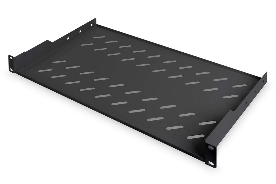 Hylla för fast installation - 19 tum - 1U - Frontmontering - Lastkapacitet 15 kg - För nätverksskåp & serverskåp - Från 450 mm skåpdjup - Svart