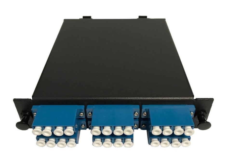 RiteAV LGX Footprint Pre-terminated MTP Cassette - MTP Male, 24 Fiber to LC Quad Singlemode Adapters, includes 12 LC Singlemode Hydra Cable (30cm, OFNR) + 2 MTP Adapter