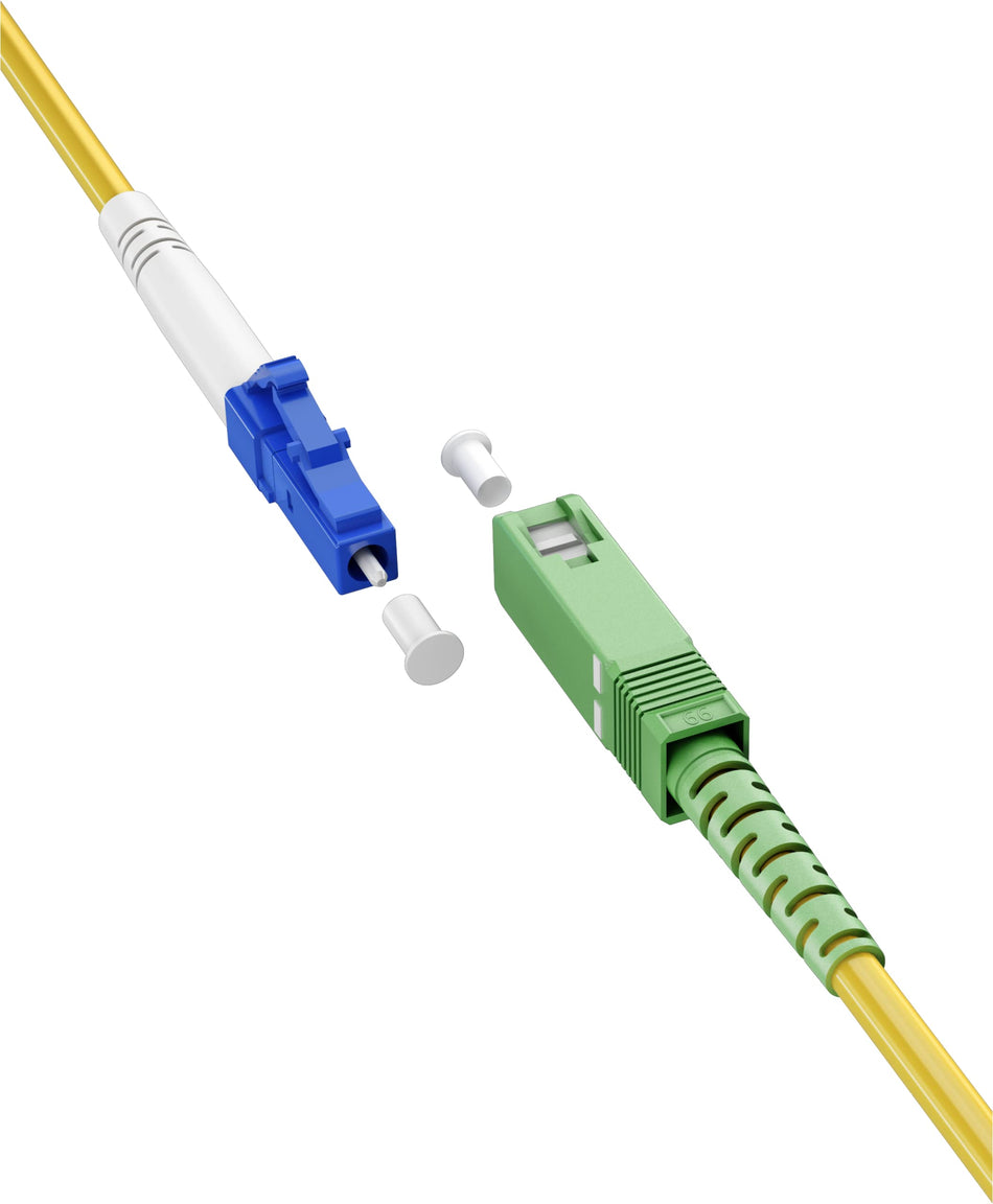 KABLAR.SE - fiberkabel (FTTH) / singlemode (OS2) Simplex/SC APC (8°) kontakt till LC-UPC (8°) kontakt/fiberkabel