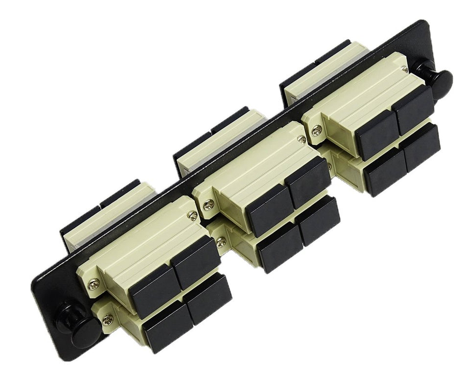 RiteAV LGX Footprint Fiber Optic Cable SC Adapter Patch Panel 6 Ports Loaded w/6 SC Duplex Multimode Adapters Black