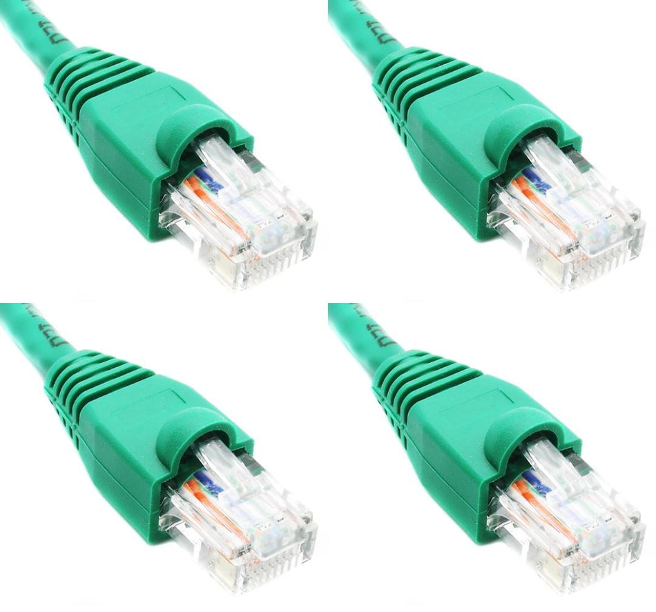 Pack of 4 - Green 2FT Cat6 Ethernet Network Cable LAN Internet Patch Cord RJ45 Gigabit