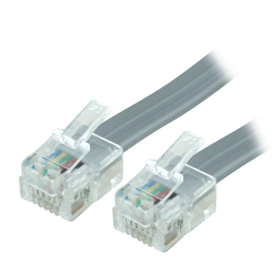 RiteAV - 50FT (15.2M) RJ12/M to RJ12/M 6P6C Straight for Data Phone Line Cord - Gray