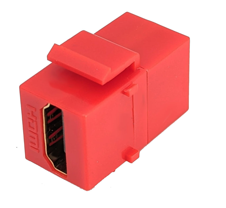 RiteAV HDMI Red Keystone Adapter Coupler Female to Female [1 Unit]
