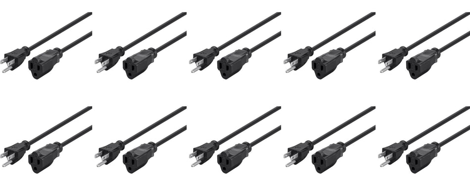 RiteAV - 50ft14AWG Power Extension Cord Cable 15A NEMA 5-15P to NEMA 5-15R Black (10 Pack)
