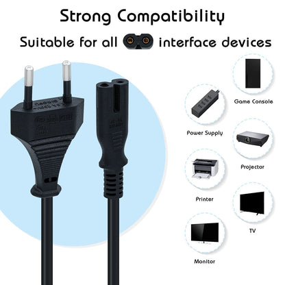 RiteAV  1,5 m svart strömkabel, eurokontakt C7 2-polig strömkabel för PS5/PS4/PS3/Xbox Series X/S – svart