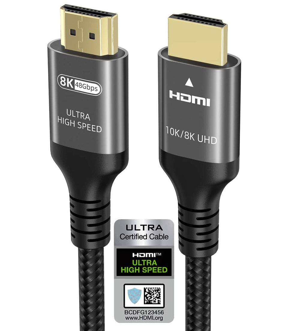 RiteAV - 10K 8K 4K HDMI Kabel 48Gbps 5M, Certifierad Ultra High Speed HDMI® Kabel 4K 240Hz 144Hz 8K 60Hz 0,01ms HDR10+ ARC eARC HDCP2.3