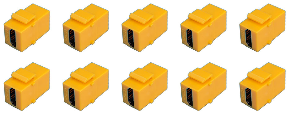 RiteAV HDMI Yellow Keystone Adapter Coupler Female to Female [10 Pack]