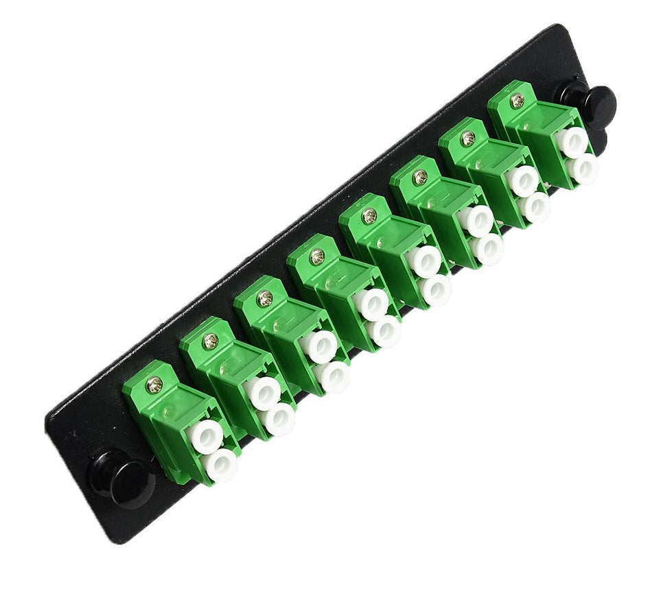 RiteAV LGX Footprint LC Adapter Panel, 8 Ports, Loaded w/8 LC Duplex Singlemode APC Adapters, Black