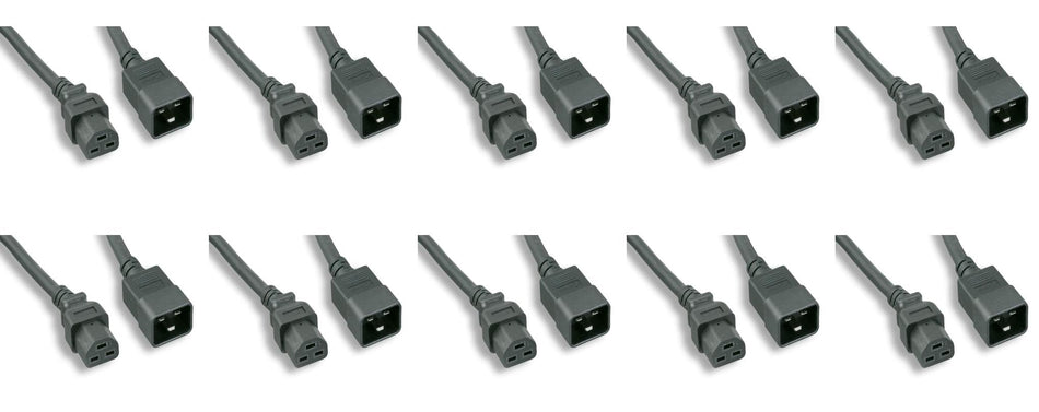 RiteAV - Heavy Duty 12 AWG C20 to C21 Universal Jumper Power Cord (Black (4ft) 1.2 Meter) (10 Pack)