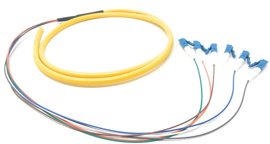 6 Strand Singlemode 9/125 LC-UPC Fiber Pigtail, 1 Meter