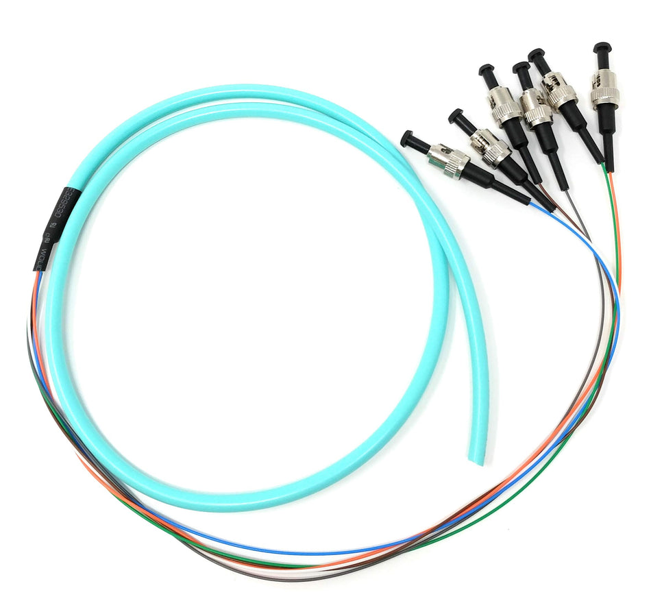 Ultra Spec Cables 6 Strand Multimode OM3 50/125 ST-UPC Fiber Pigtail, 1 Meter for Splice