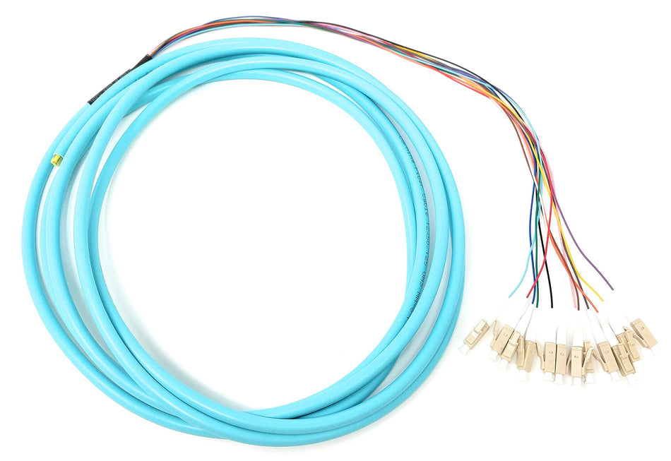 Ultra Spec Cables 12 Strand OM3 50/125 Multimode LC-UPC Fiber Pigtail, 3 Meter for Splice