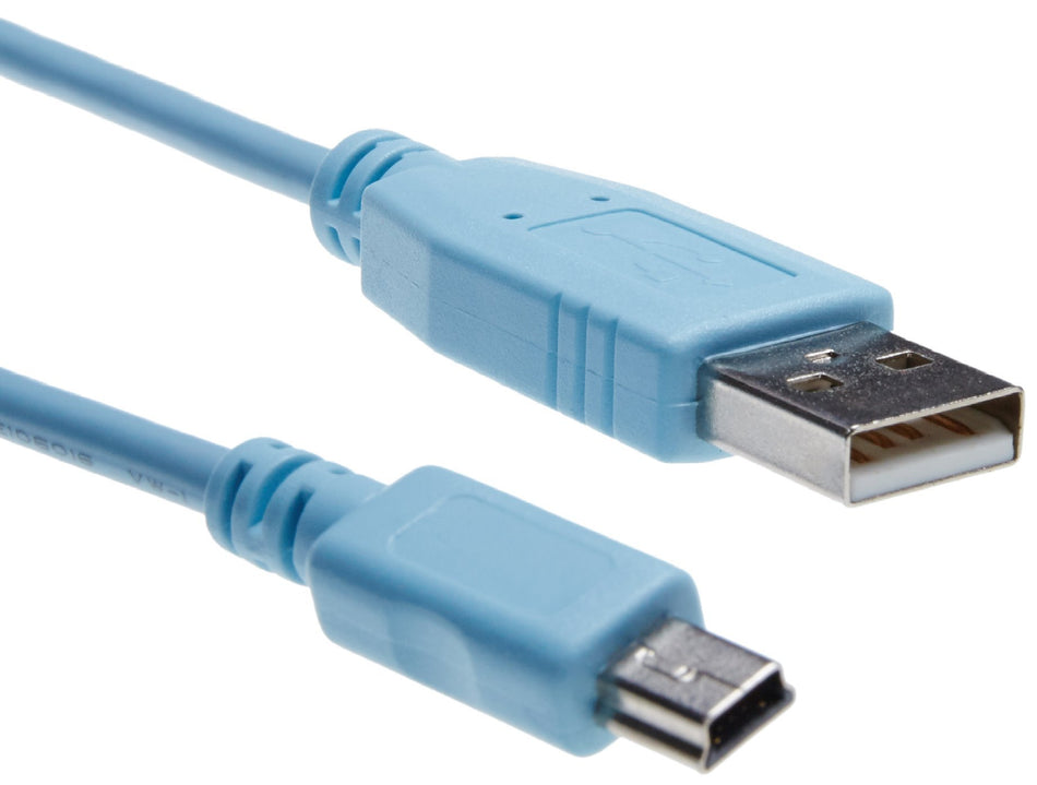 Cisco USB-A till Mini-B-konsolkabel, 6 fot, kompatibla 900-seriens routrar och 1000, 2520, 2960, 6800ia och 3010-seriens Ethernet-brytare (CAB-CONSOLE-USB=)