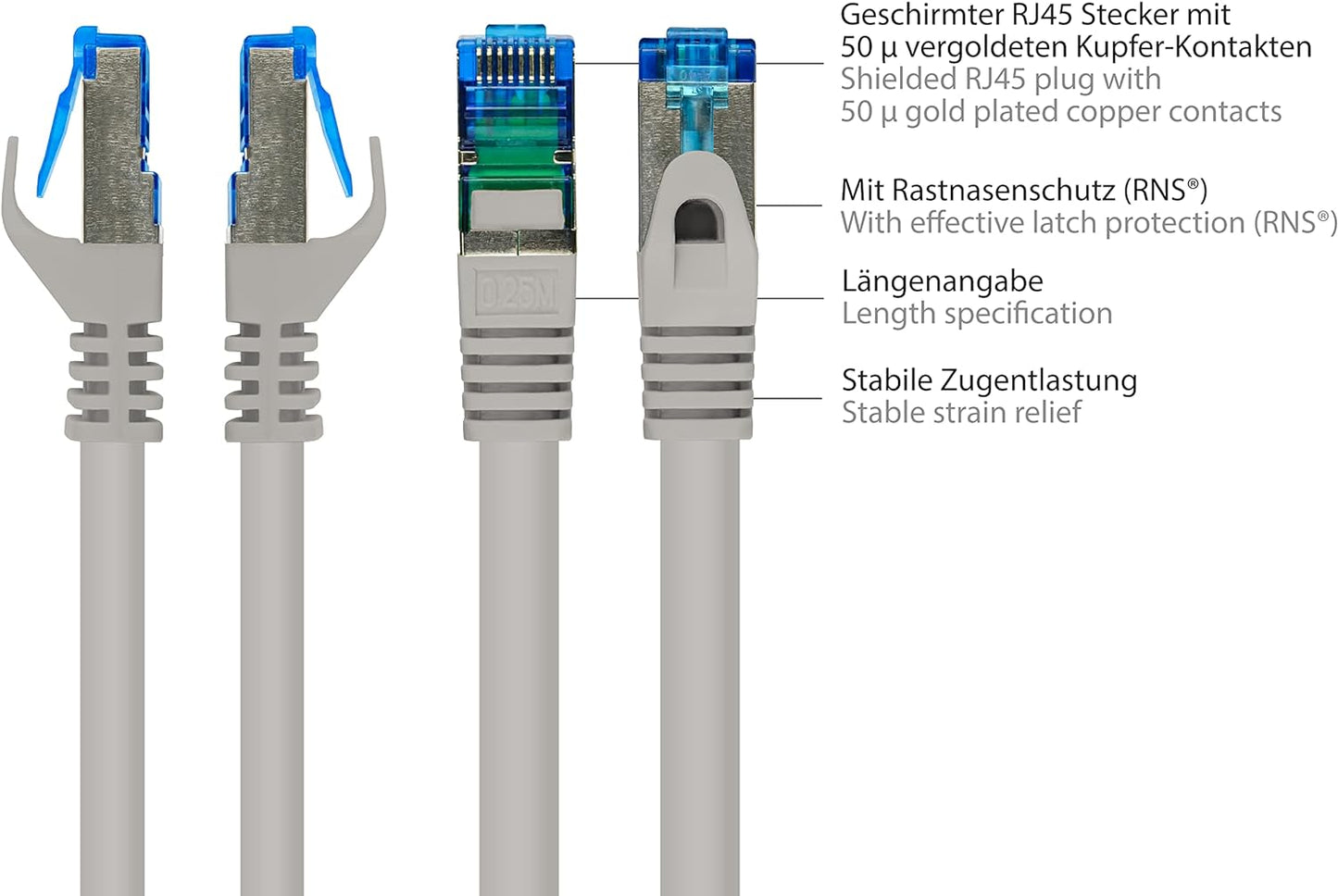 RiteAV - Premium Cat 6A utomhusterppkabel – 75 m – IP66 med snäppskydd – 10-GIGABIT, kopparledare/CU – S/FTP, PiMF – 500MHz – för utomhusbruk, UV- och vattenresistent