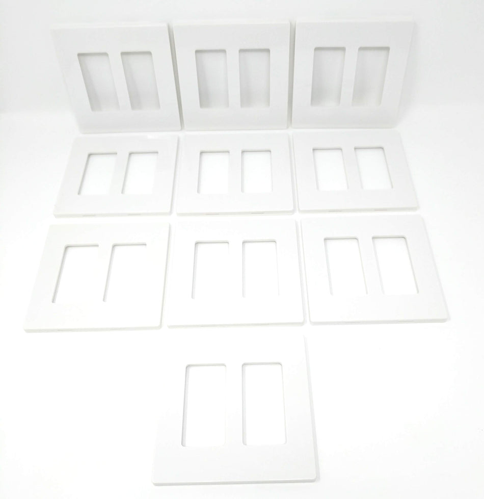 RiteAV - 2 Gang White Screwless Decorative Style Wallplate (10 Pack)