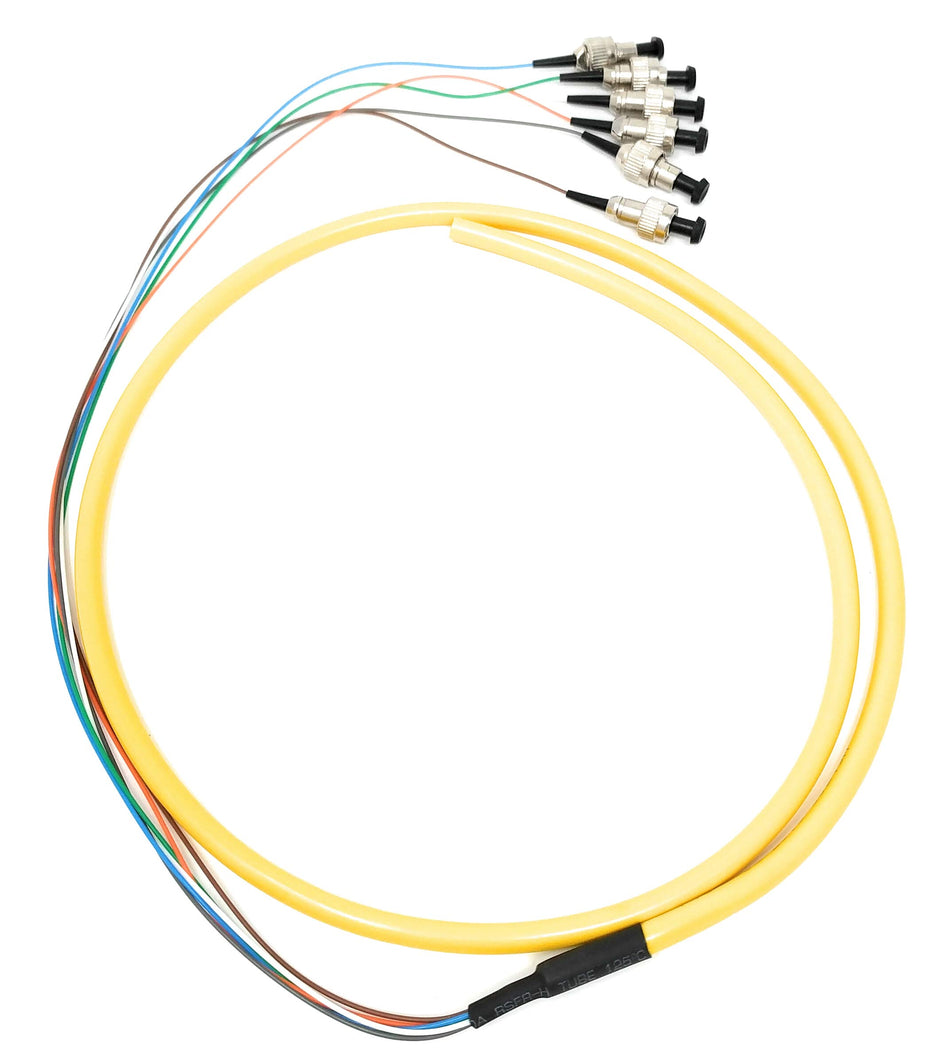 Ultra Spec Cables 6 Strand Singlemode 9/125 FC-UPC Fiber Pigtail, 1 Meter for Splice