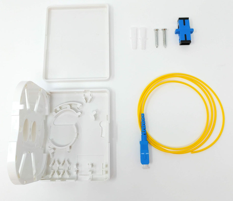 Ultra Spec Cables FTTH 1 Port SC-UPC Fiber Termination Box Kit (Includes 1 x SC-UPC Simplex Coupler and 1 x 1 Meter SC-UPC 2.0mm Pigtail) for Splice