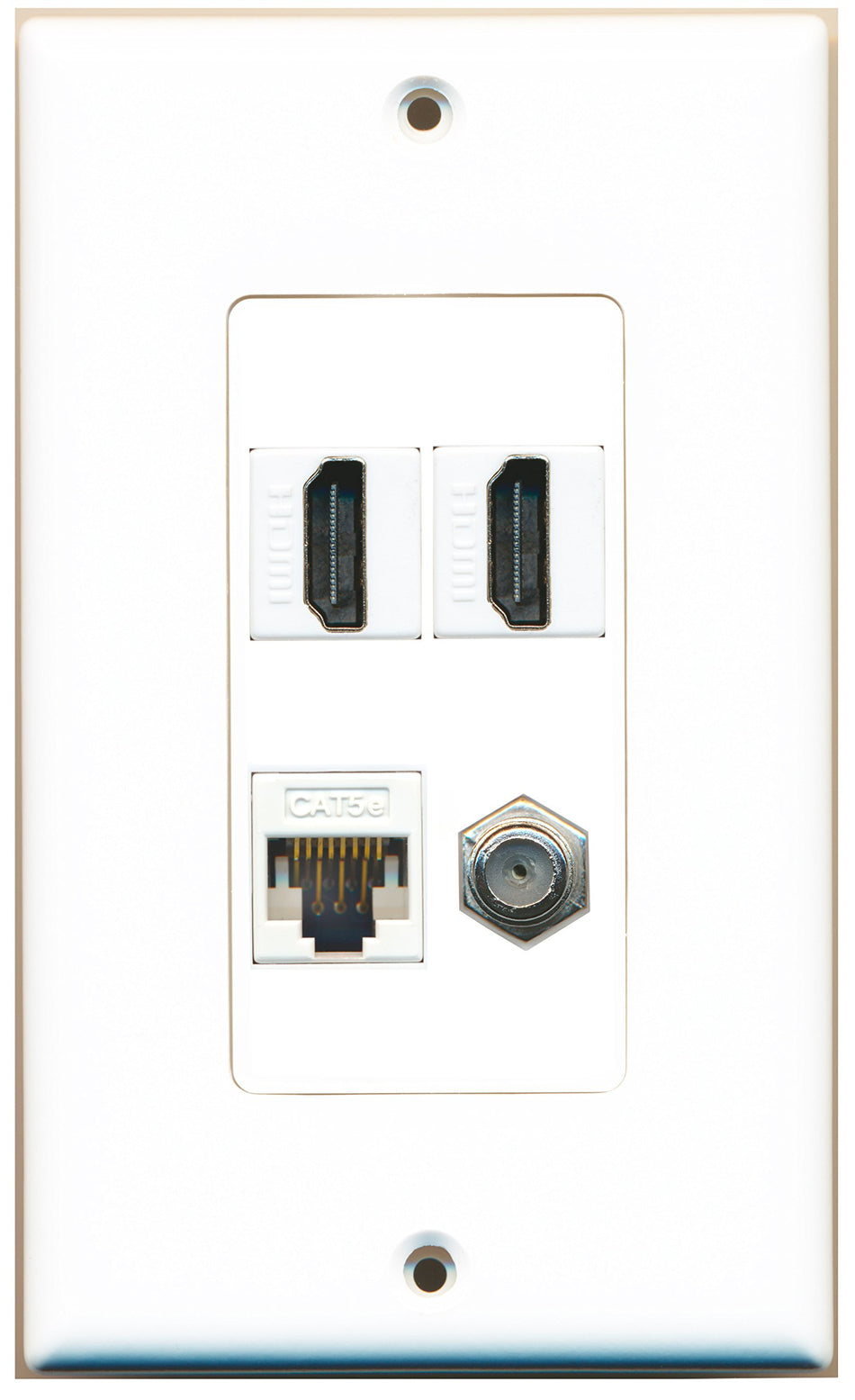 RiteAV - 2 x HDMI and 1 x Ethernet Cat5e and 1 x Coax Cable TV F Type Port Wa.