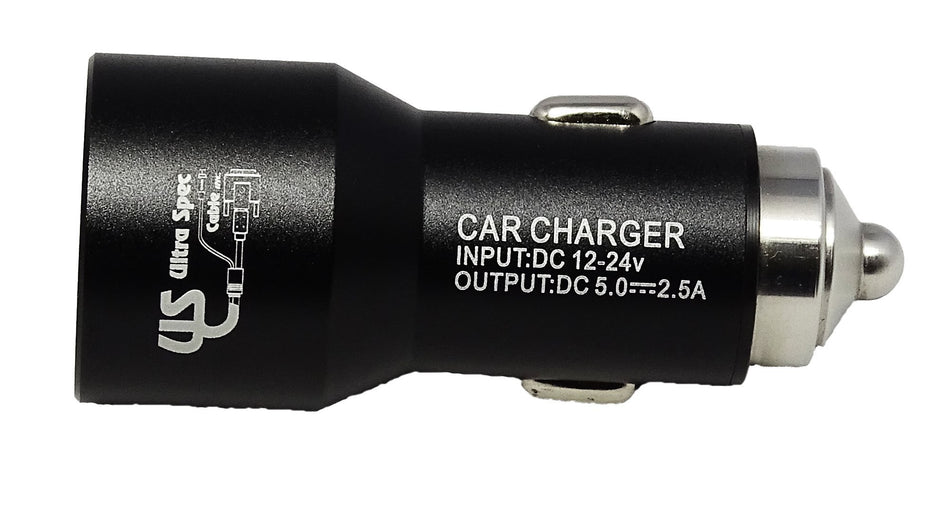RiteAV 1.0A & 2.1A Dual Port USB Car Charger - Black