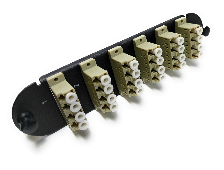 RiteAV - CCH LC/LC (6 Port Quad w/24 Fiber Connectors) Adapter Panel (Non-LGX) Beige/Black (62.5/125) for Orange OM1 Multimode
