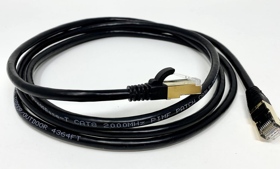 RiteAV - Cat8 Indoor/Outdoor, High Speed, Heavy Duty Ethernet Cable, UV Resistant, Weatherproof, S/FTP, 40Gbps, 2000 MHz, Gold Plated RJ45 Connectors for Modem/Router/Gaming - 25FT