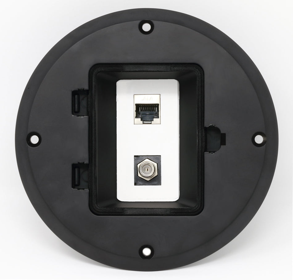 RiteAV Cat6 Shielded Ethernet Coax Cable TV Floor Box - Black