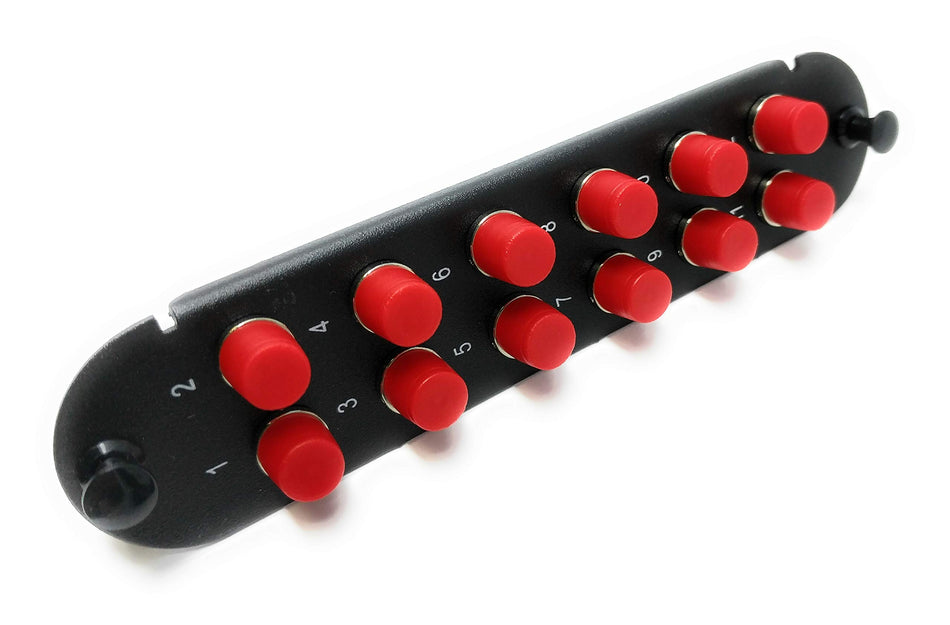 RiteAV - CCH FC/FC (12 Port Simplex w/12 Fiber Connectors) Adapter Panel (Non-LGX) Silver/Black (50/125) for Orange OM2 Multimode