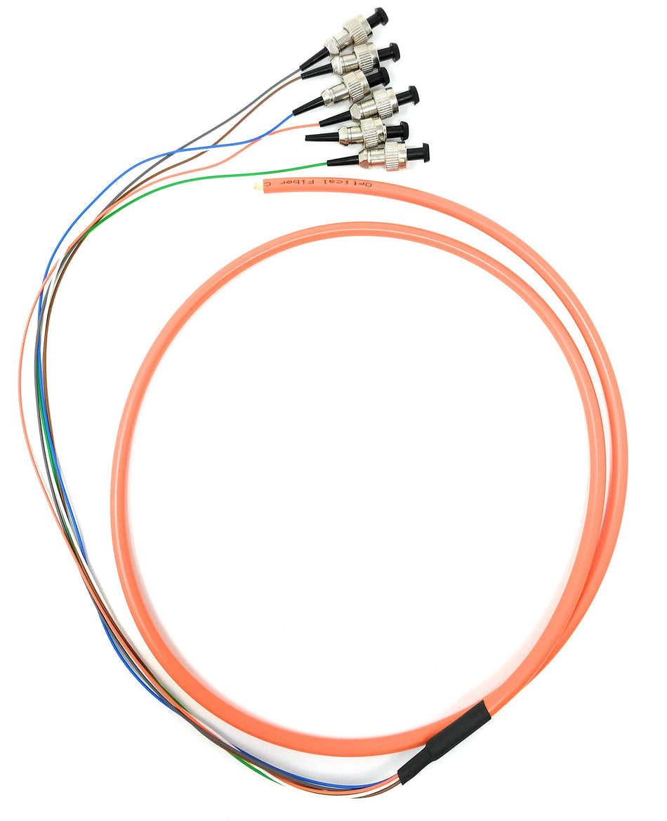 Ultra Spec Cables 6 Strand Multimode OM1 62.5/125 FC-UPC Fiber Pigtail, 1 Meter for Splice