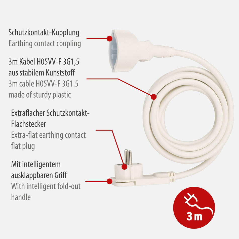 RiteAV - (2-PACK)  Förlängningssladd, Vit, 3 m